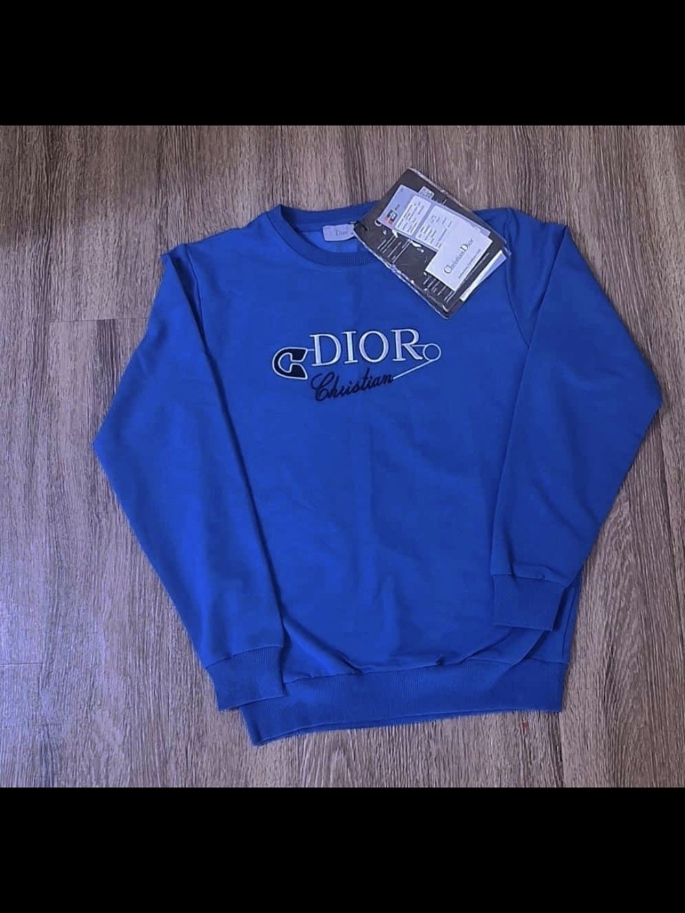 Blue Christian Dior Logo Crewneck Sweatshirt